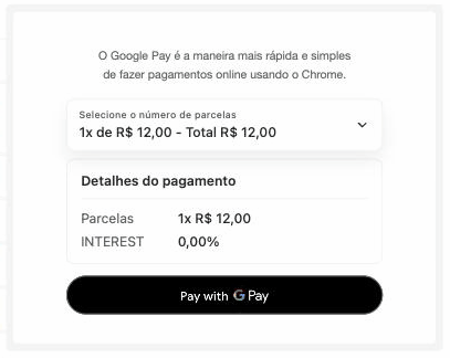 Installments selector above the Google Pay button