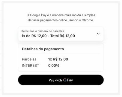 Installments selector above the Google Pay button