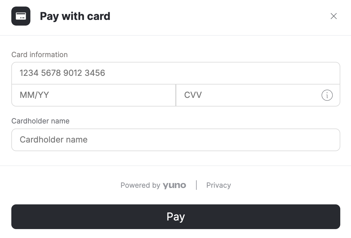 Built-in card form
