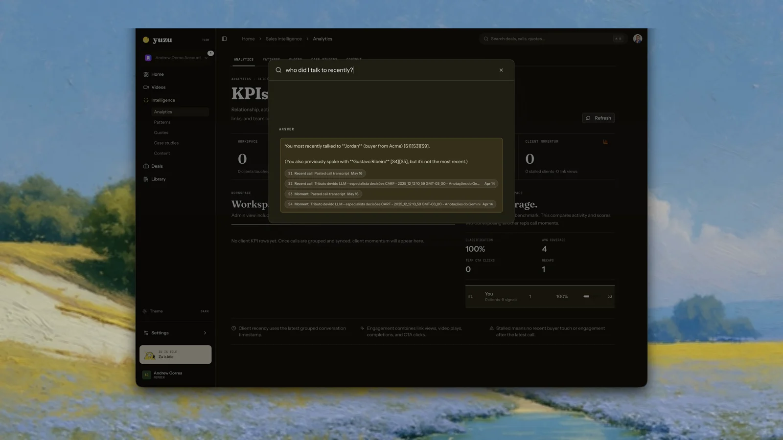Cmd-K answer search with source citations