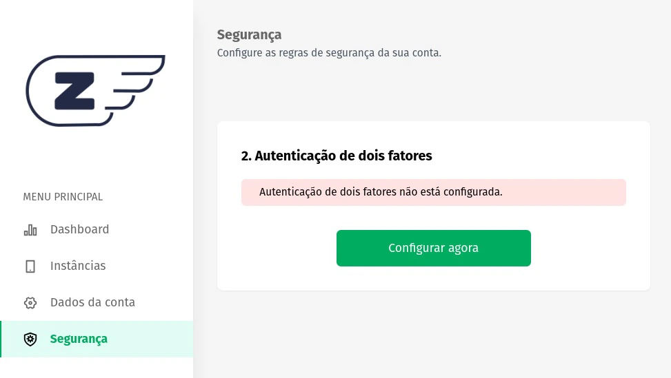 Configuração de dois fatores