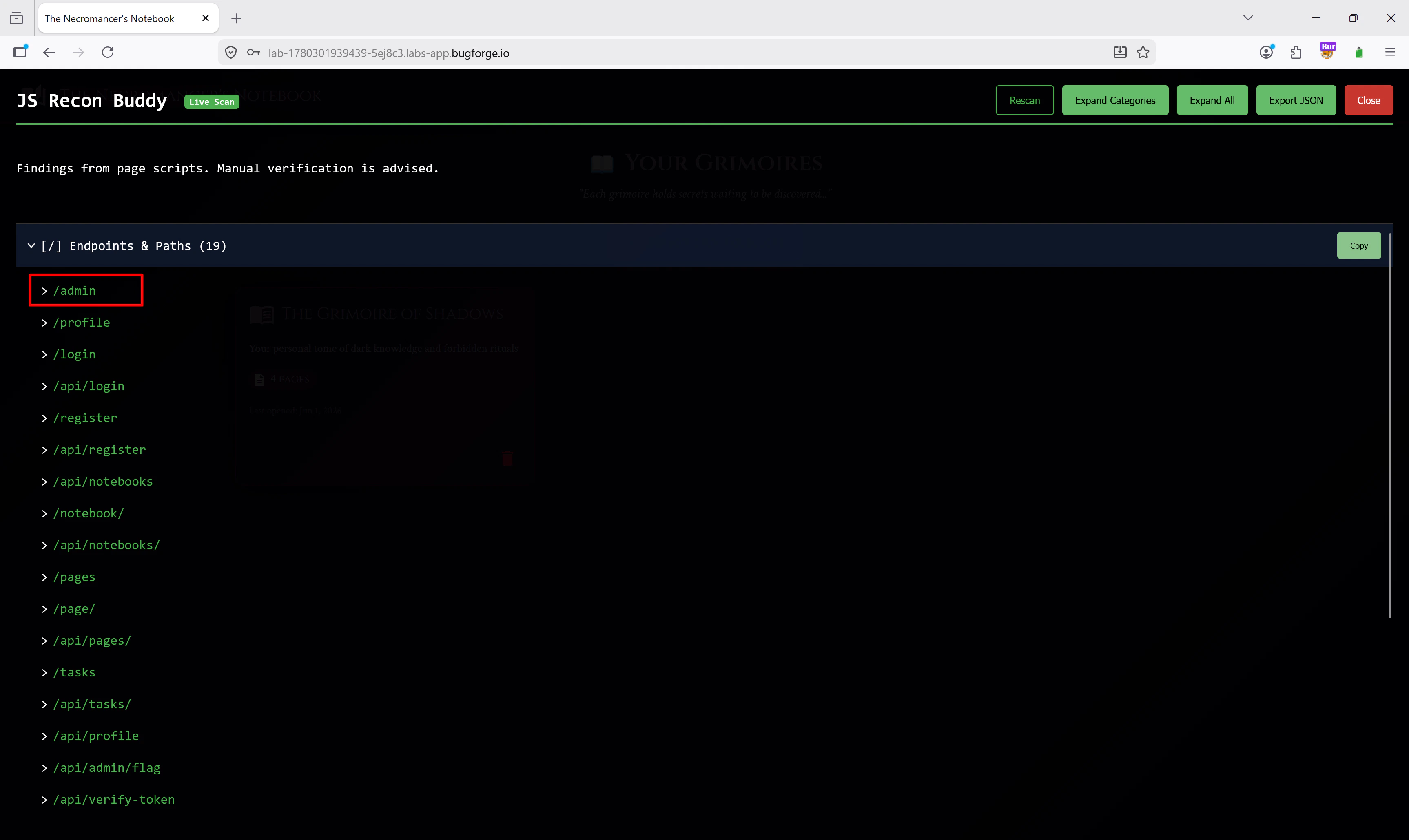 JS Recon Admin Endpoint