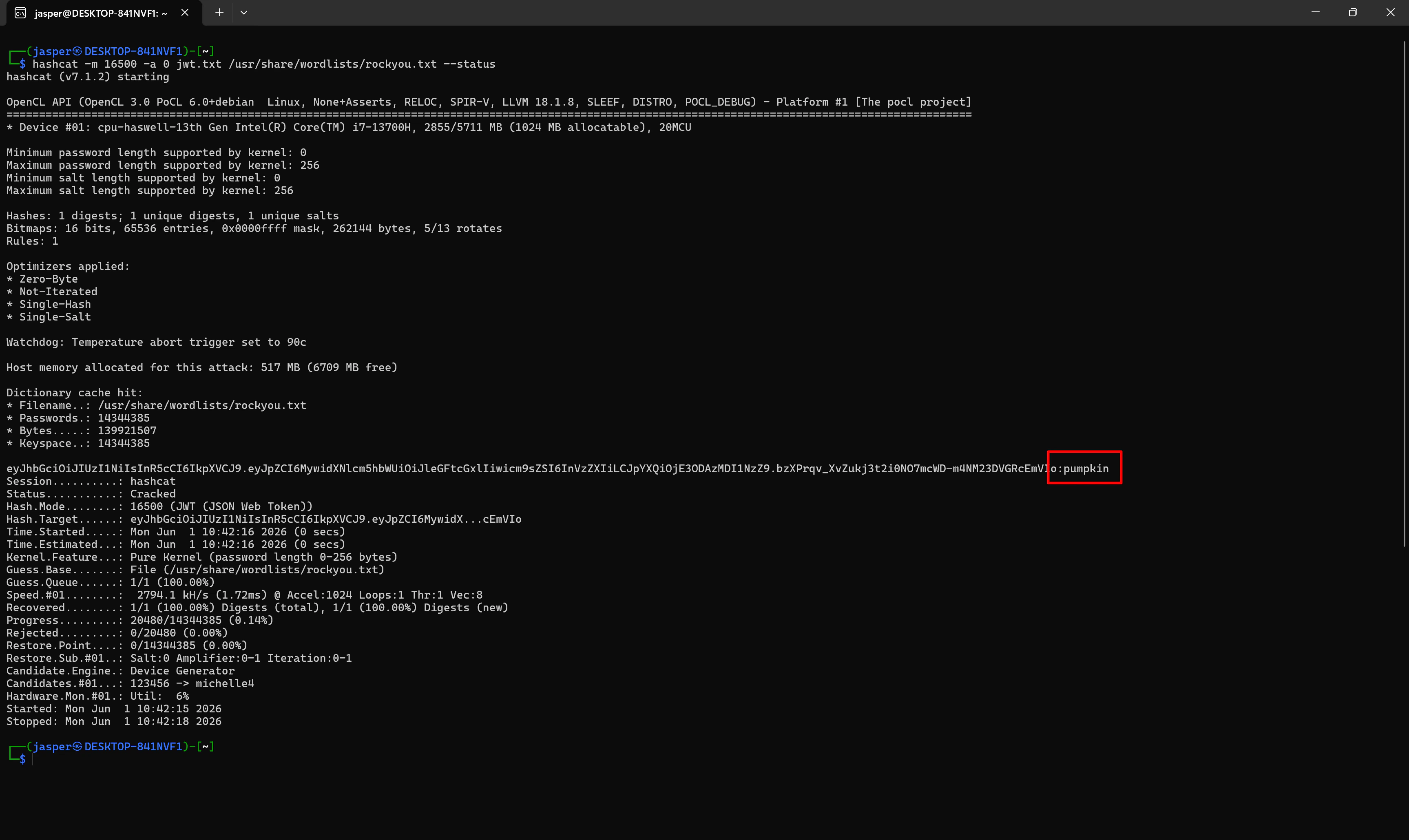 Hashcat Secret Cracked
