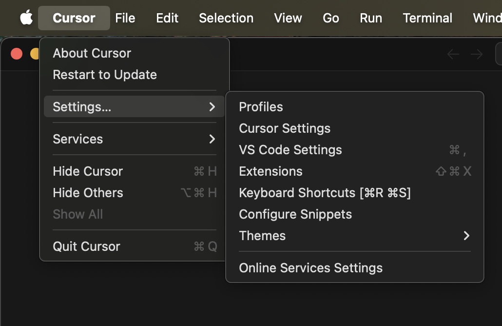 Open Cursor Settings