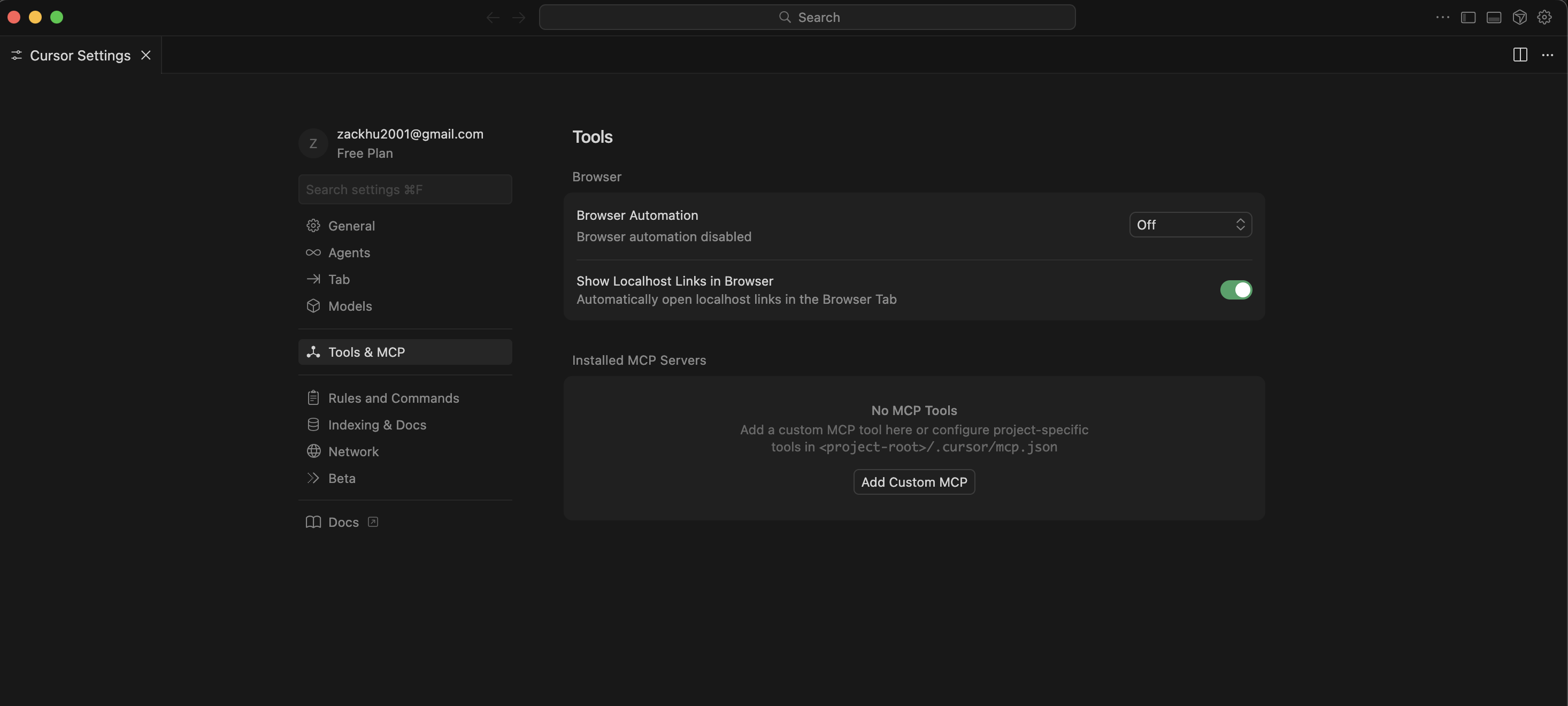 Tools & MCP Settings