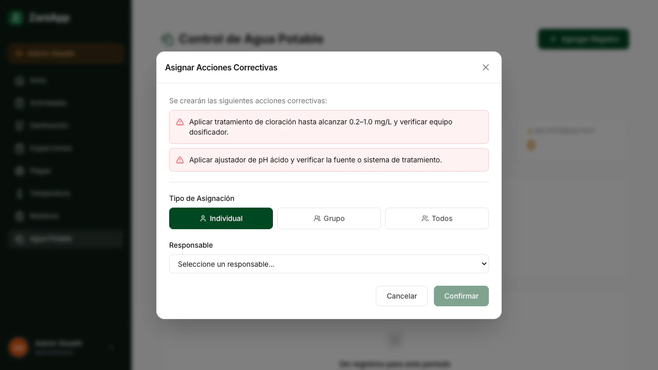 Formulario de acción correctiva por agua no potable