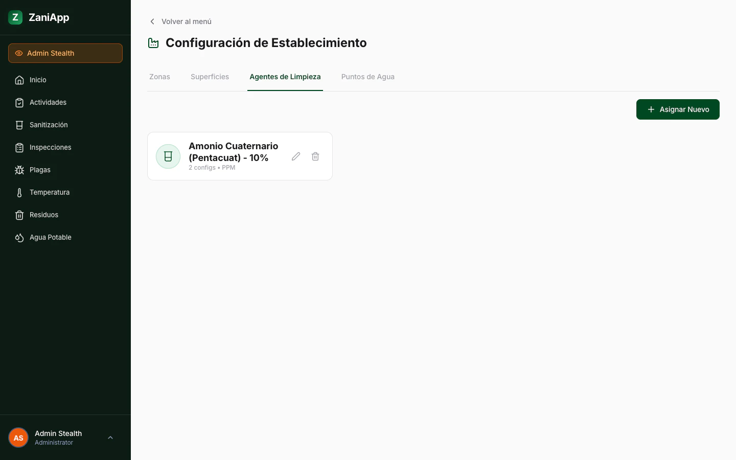 Configuración de agentes de limpieza
