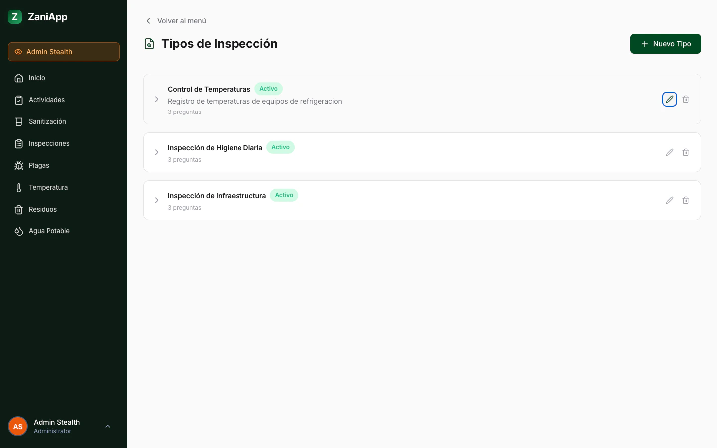 Configuración de inspecciones