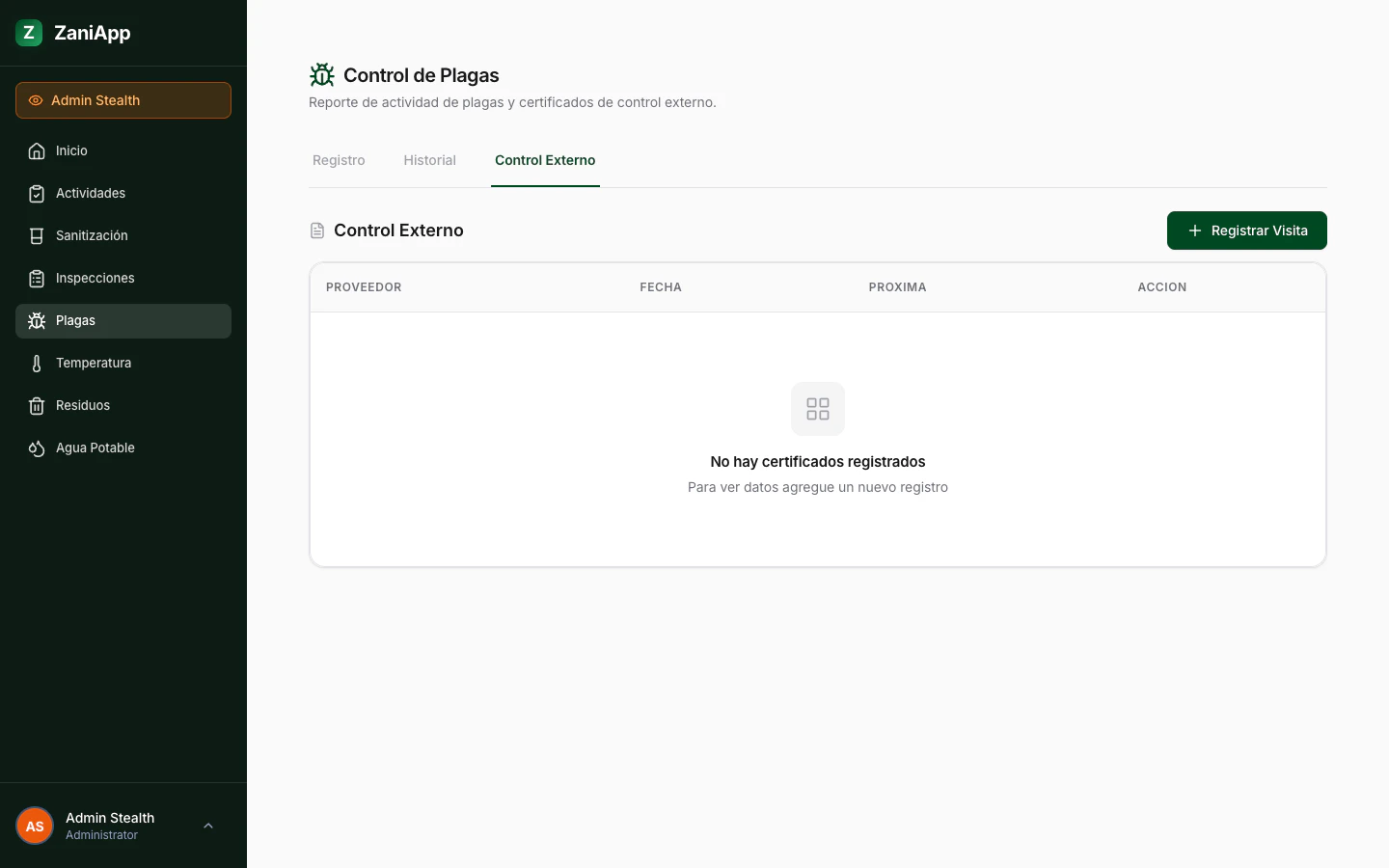 Control externo de plagas