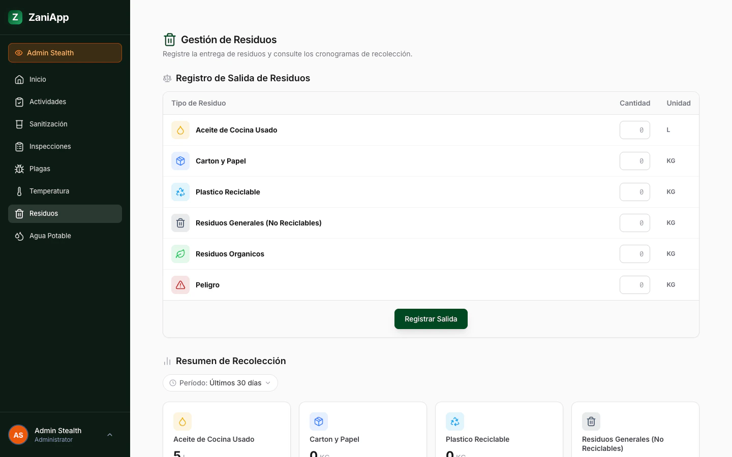 Registro de disposición de residuos