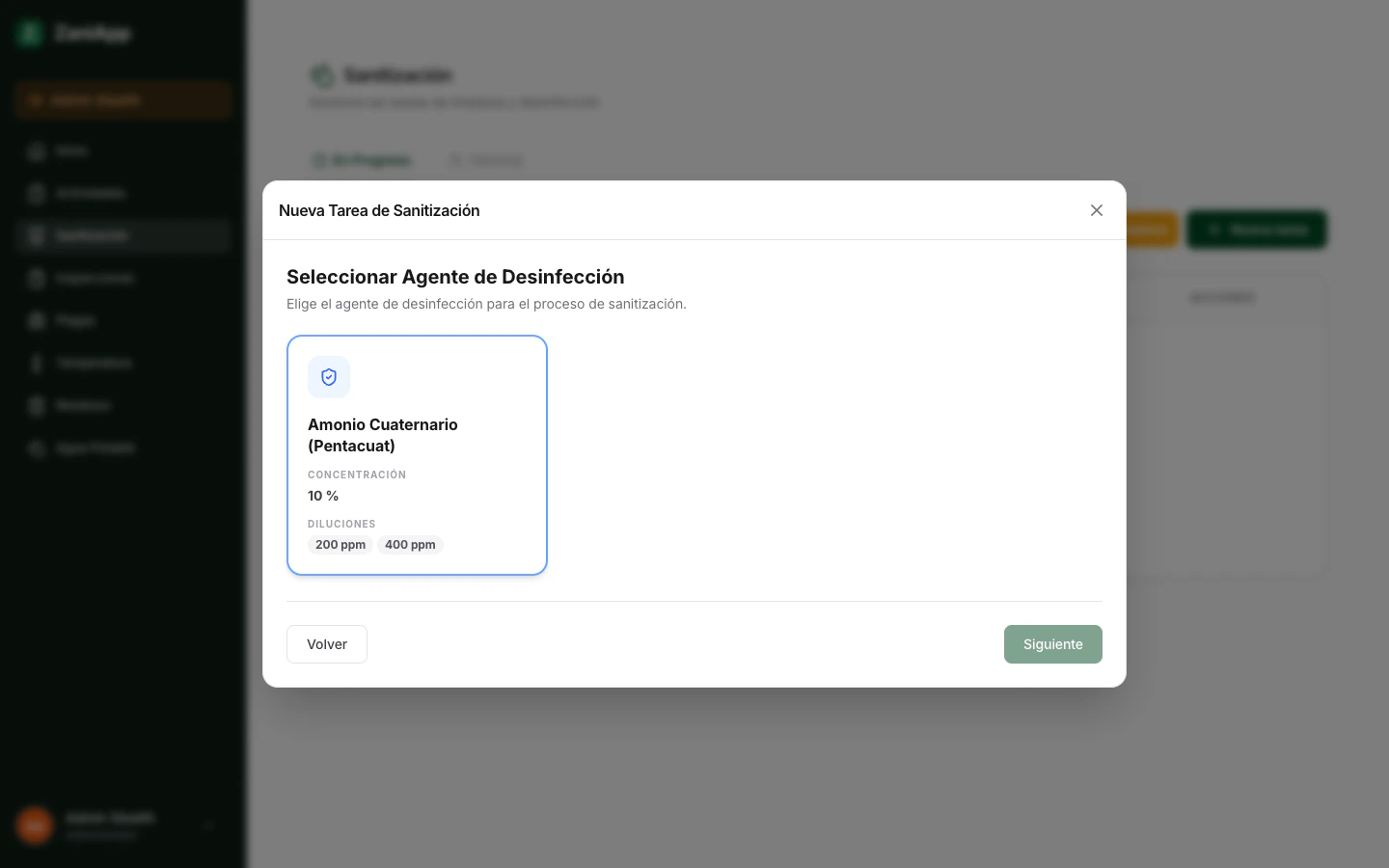 Paso 2: Selección del agente de limpieza