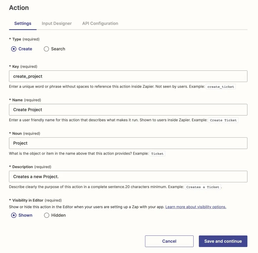 Zapier Action Visual Builder