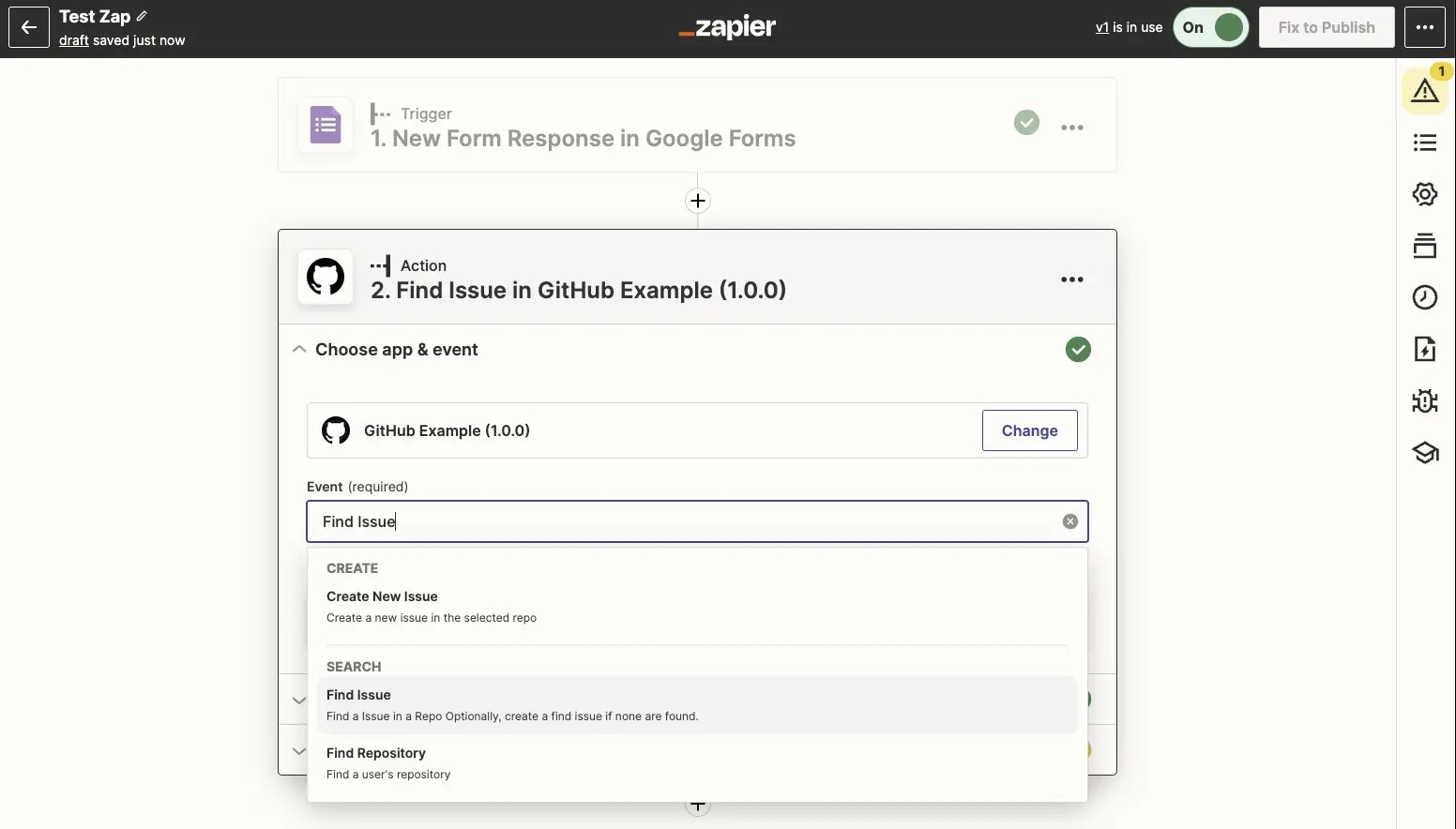 Actions inside Zapier