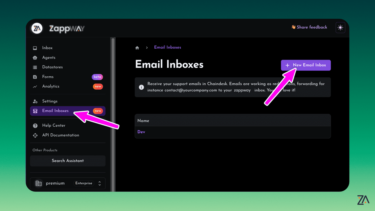 Create new email inbox