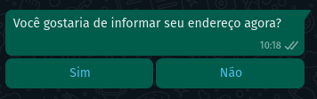 Mensagem recebida com botões