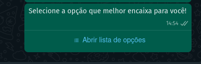 Mensagem com lista de opções