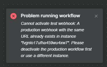 Cannot activate test webhook