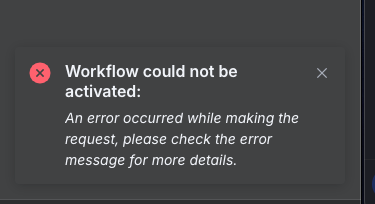 Workflow could not be activated