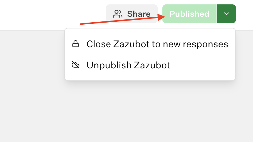 Publish menu