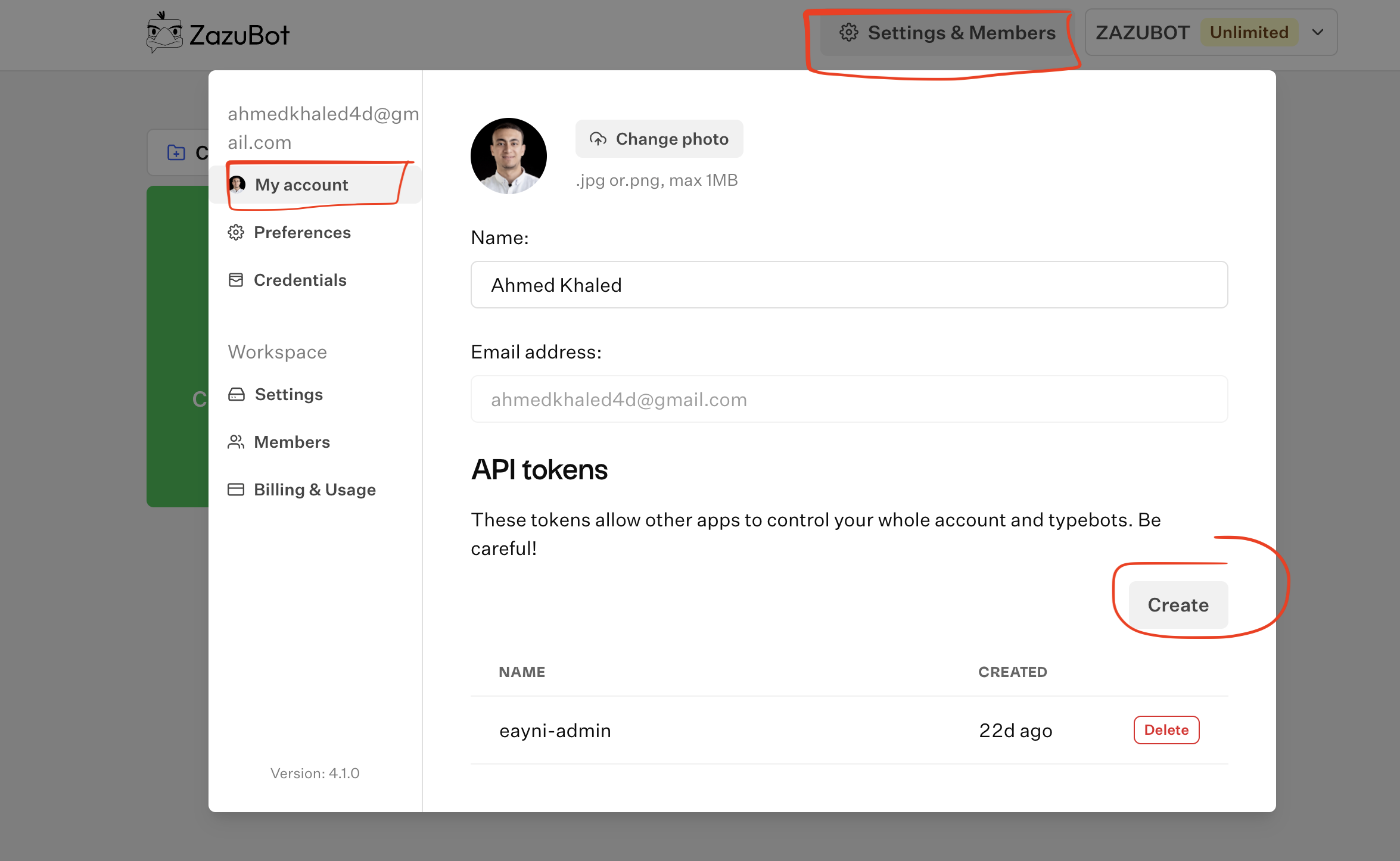 Generate token