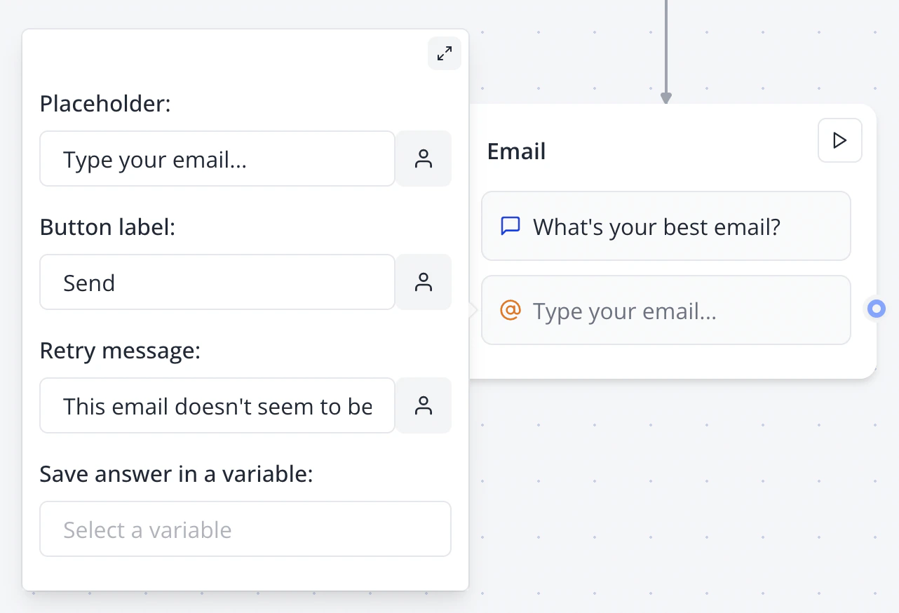 Email input in flow