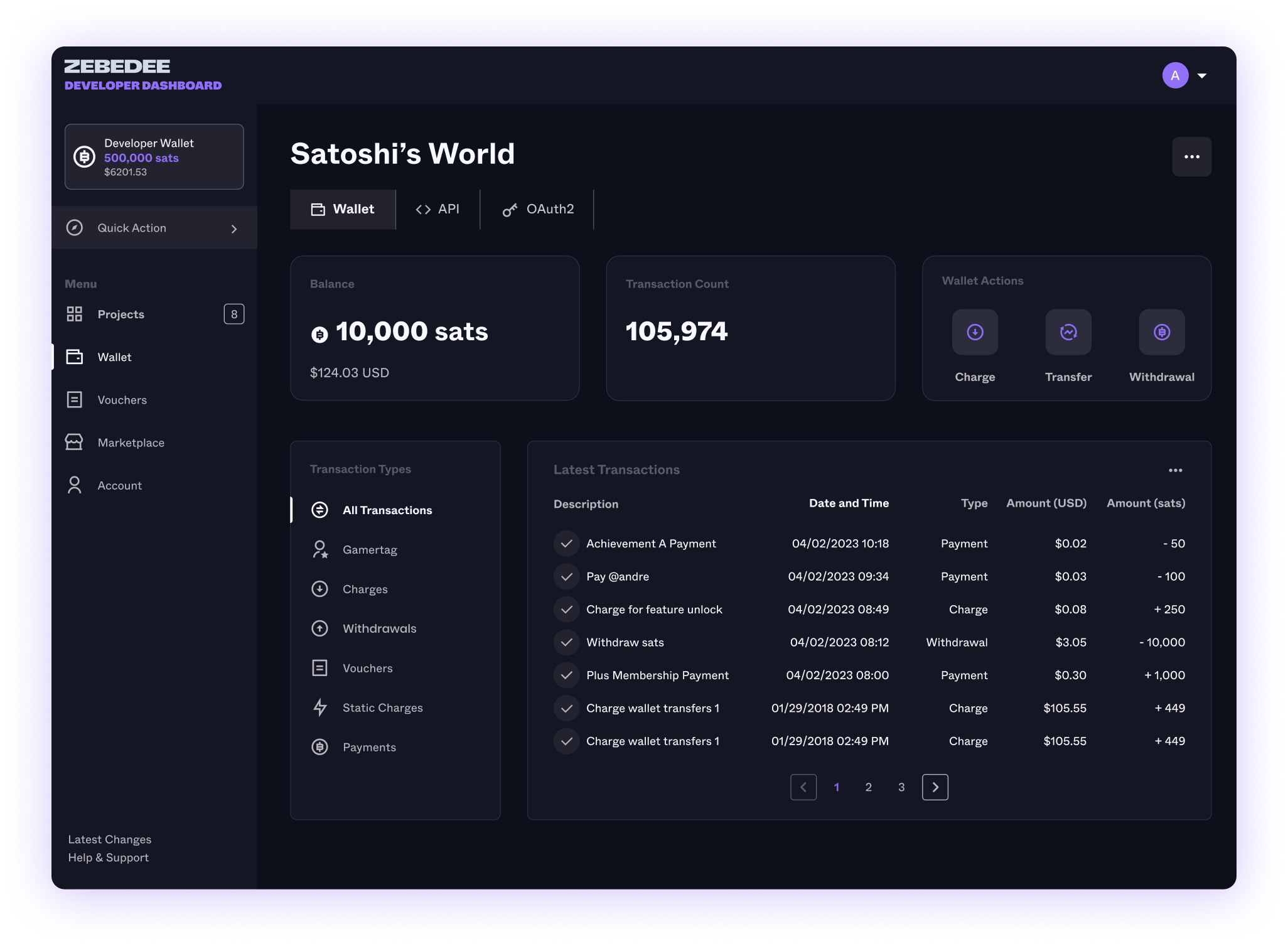 ZBD Developer Dashboard