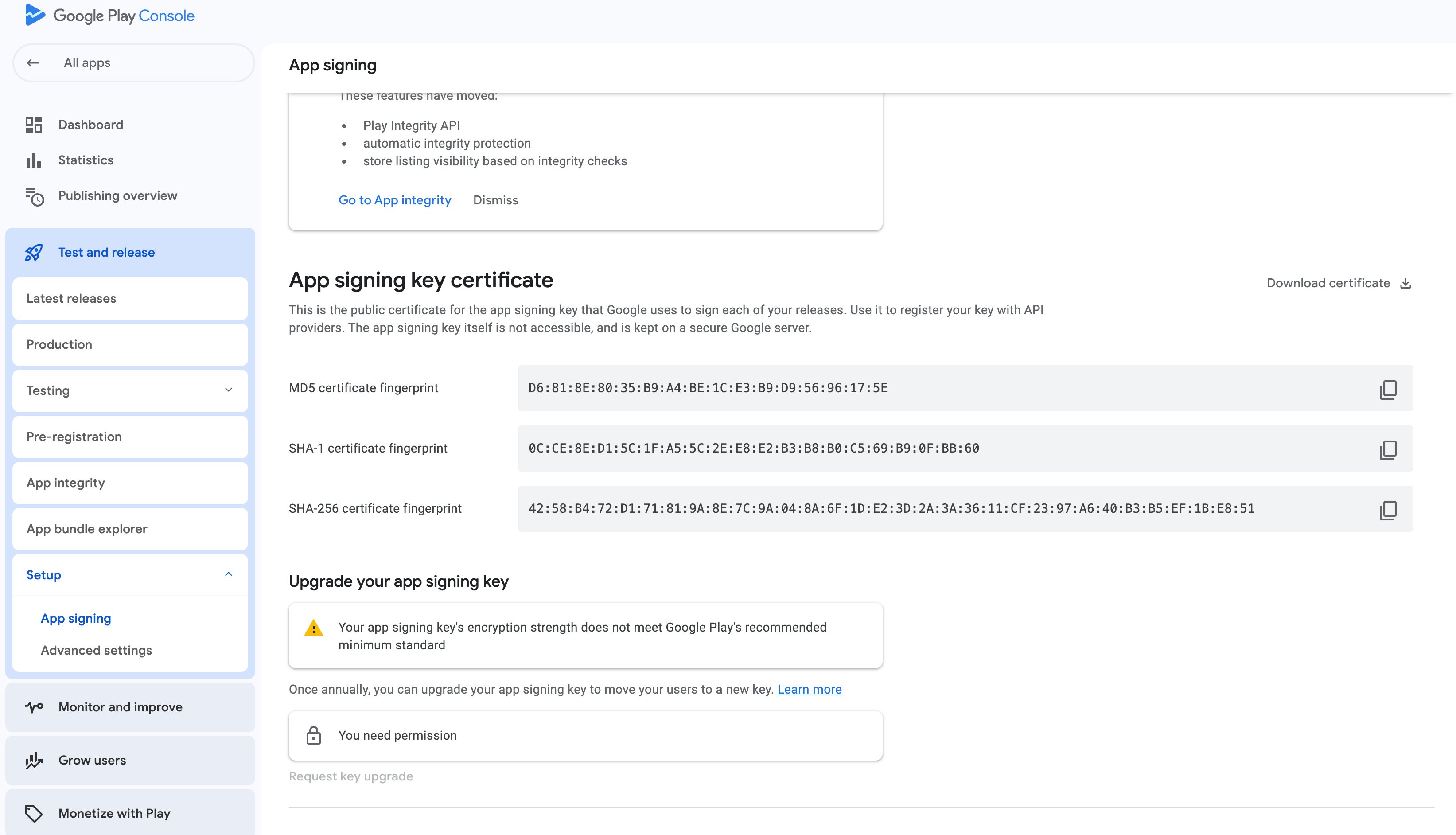 Google play attestation setup