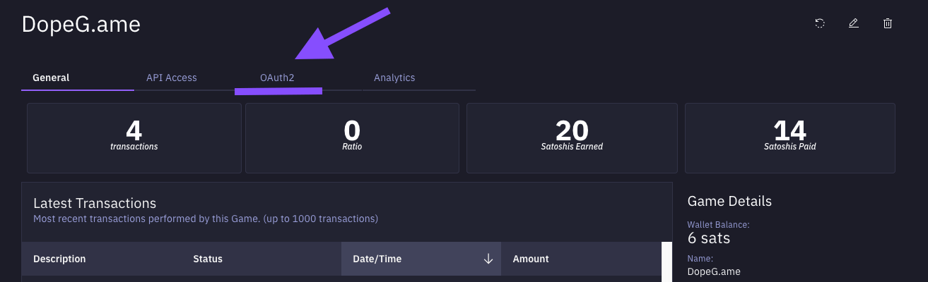 OAuth2 Menu - ZBD Developer Dashboard