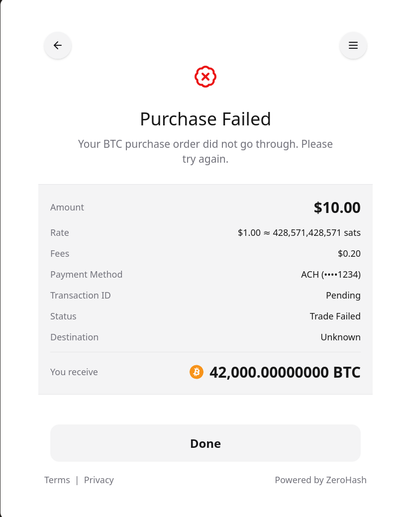 Payment Confirmation Failed