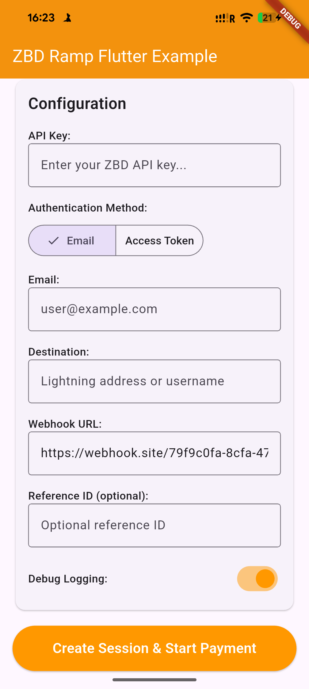 Flutter Example Application