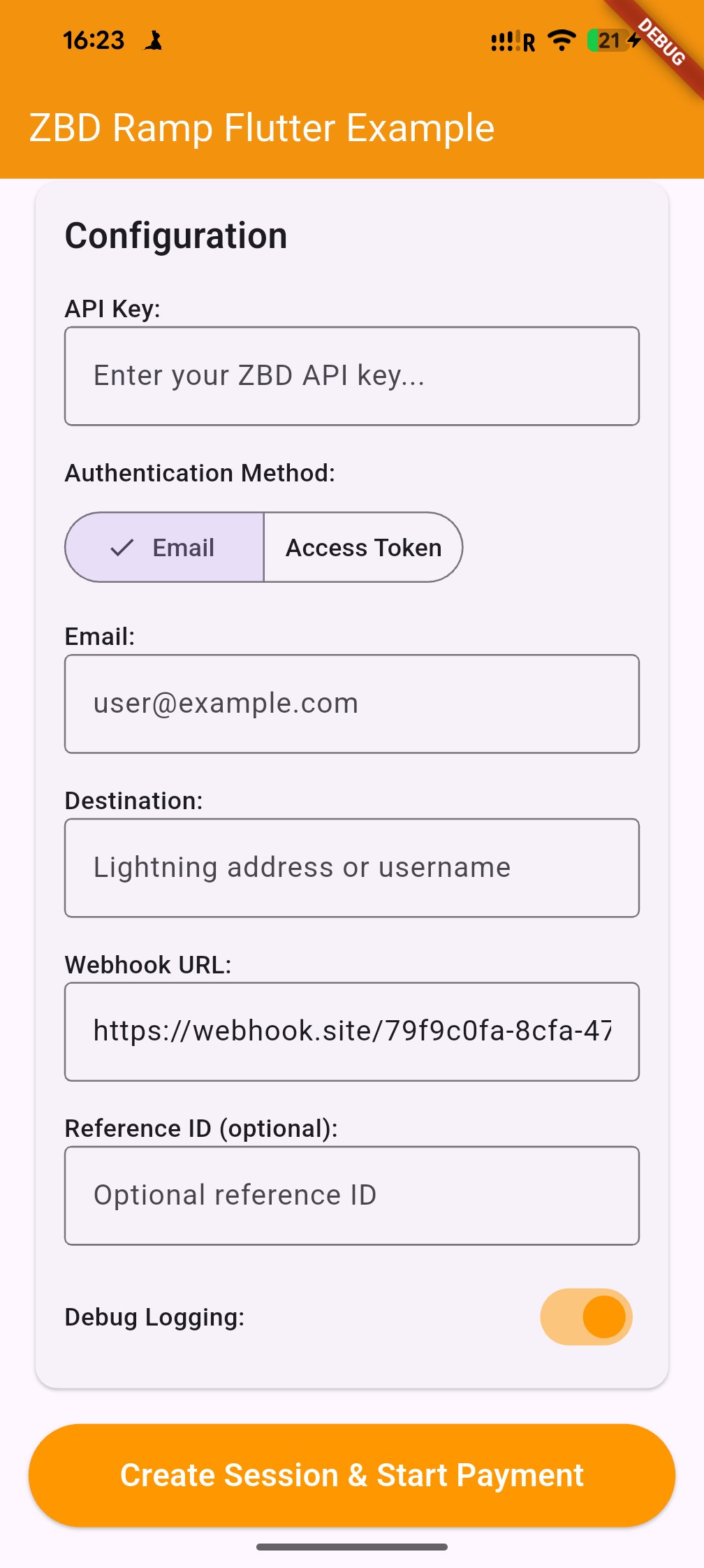 Flutter Example Application