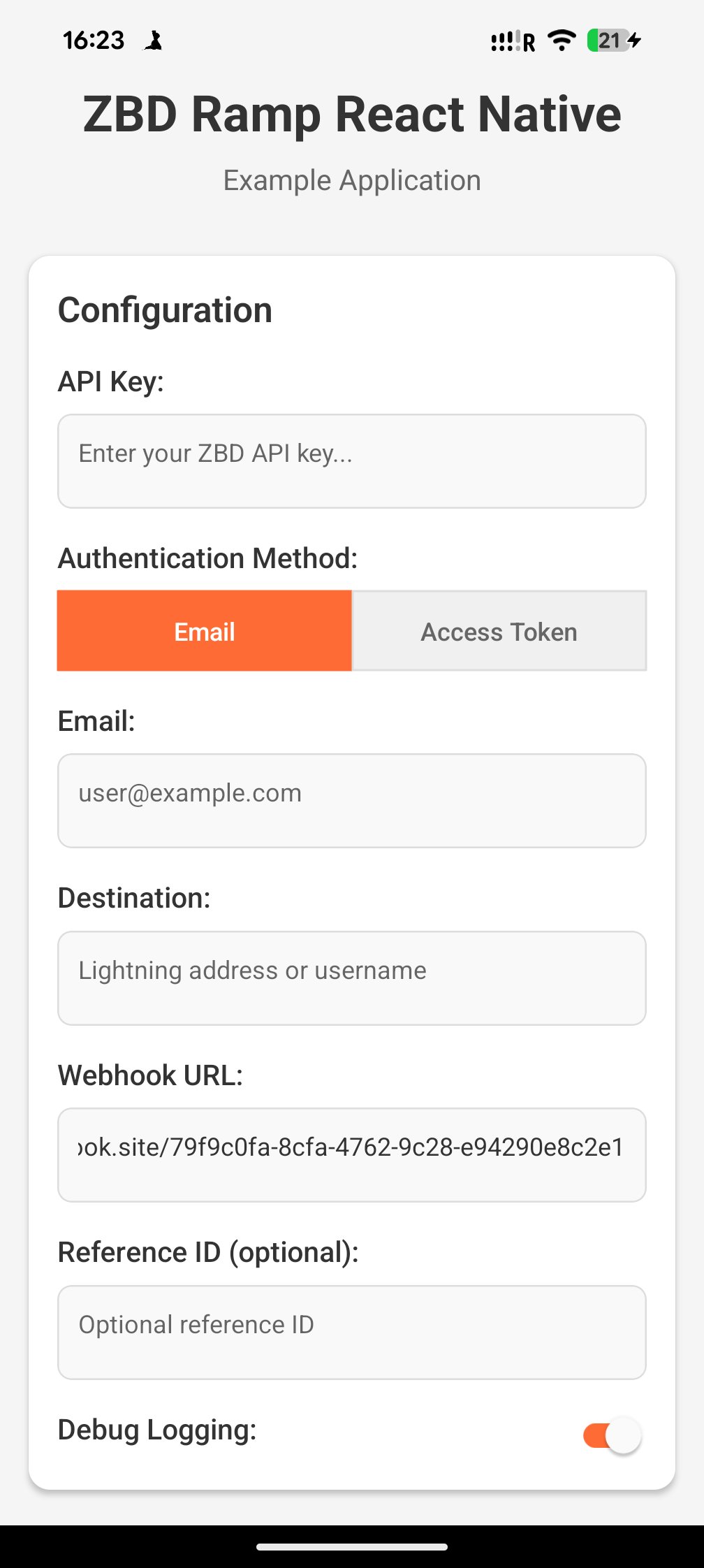 React Native Example Application