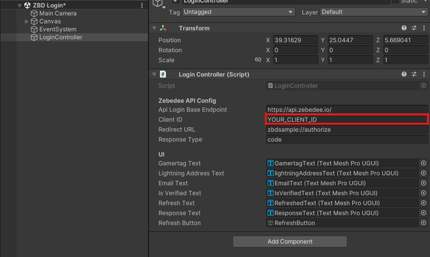 Add client ID to demo scene