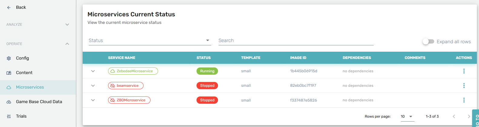 Beamable Portal Microservice overview