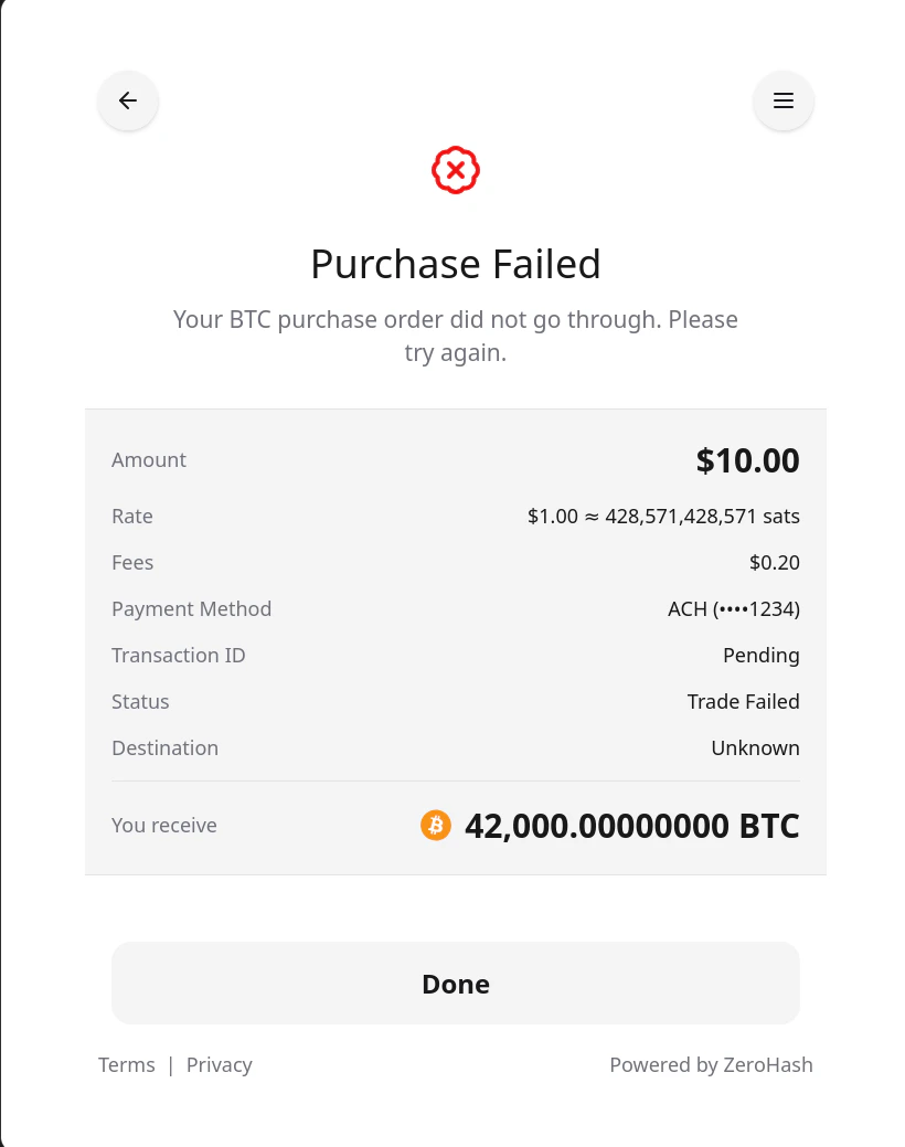 Payment Confirmation Failed
