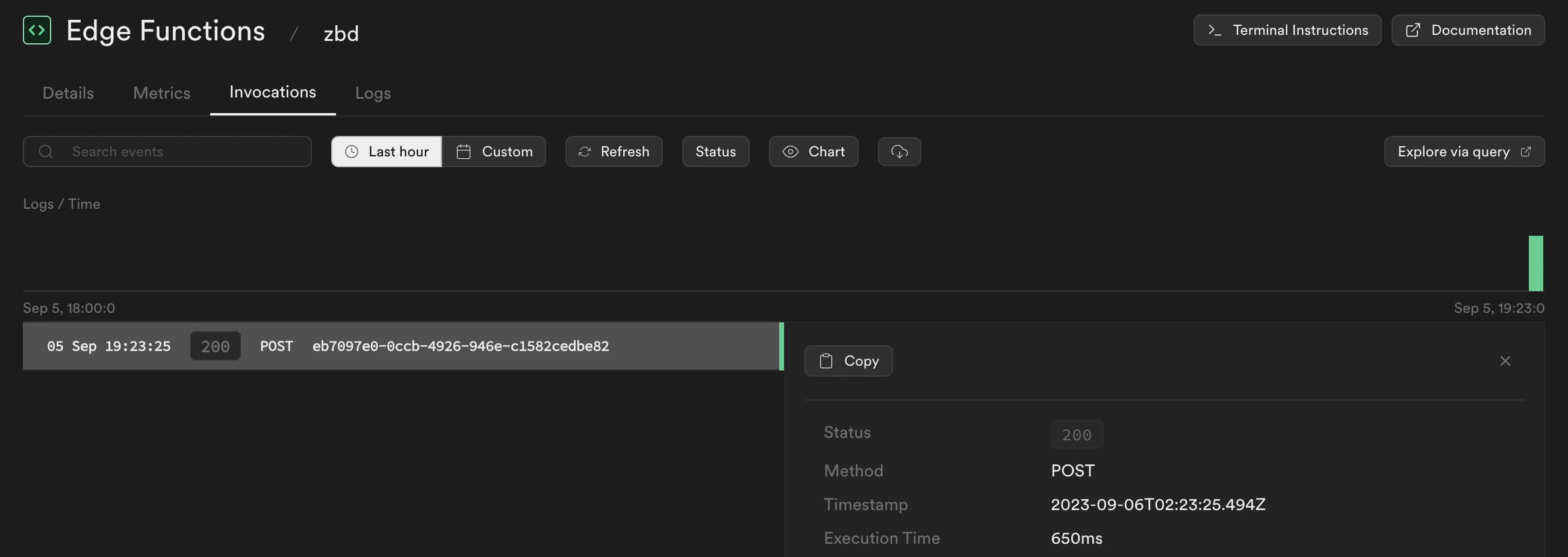Supabase Edge Functions dashboard
