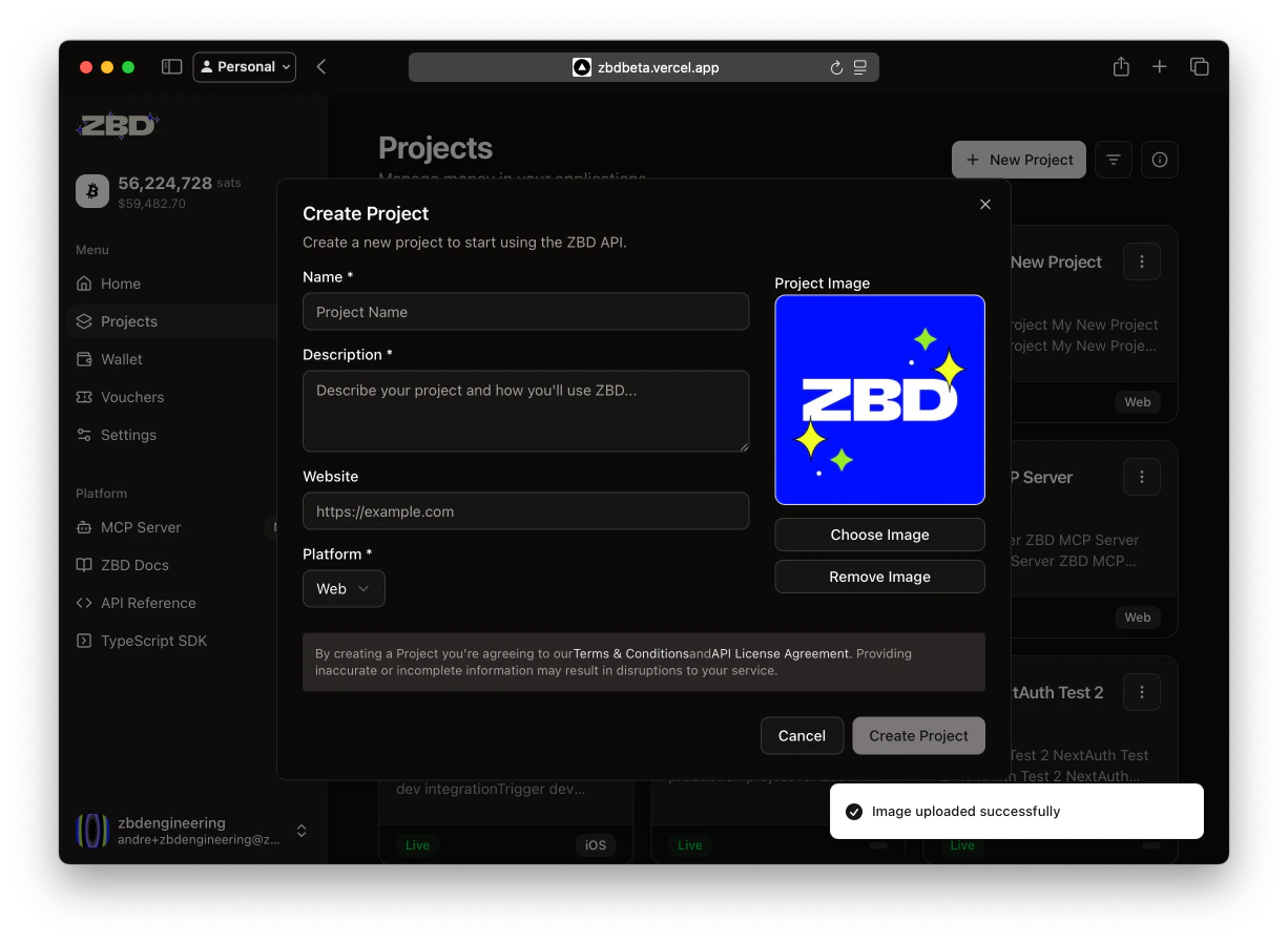 ZBD Developer Dashboard | Projects