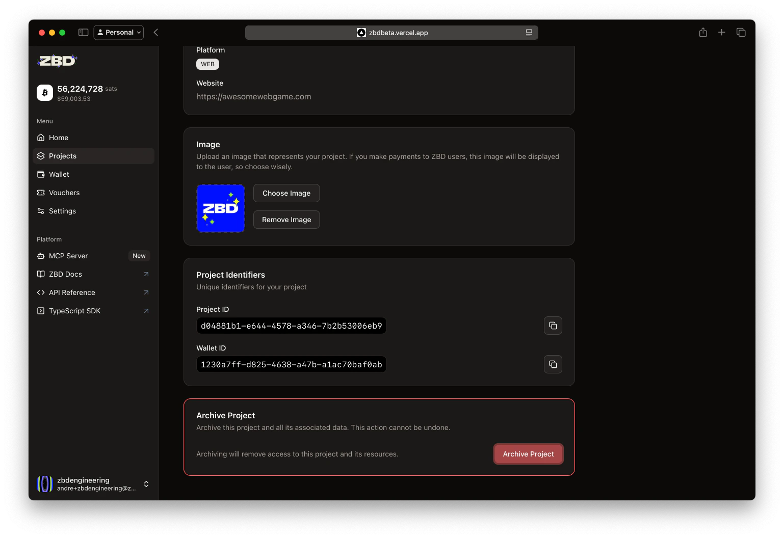 Archive Project Menu
