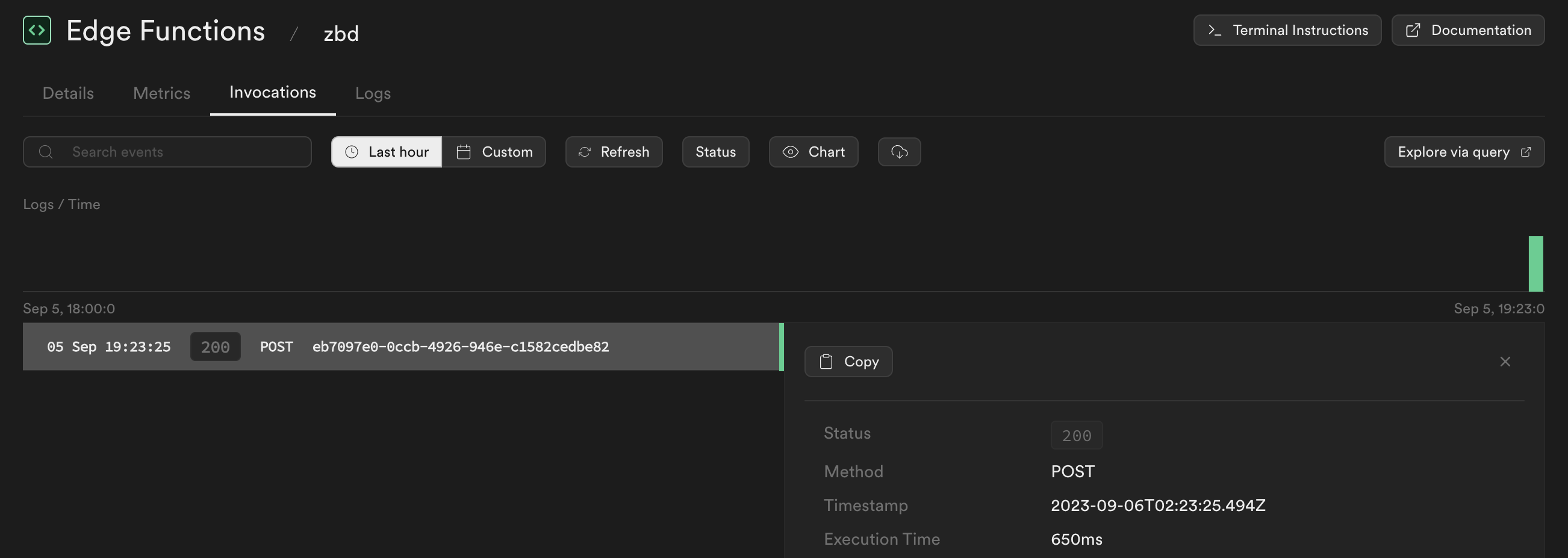Supabase Edge Functions dashboard