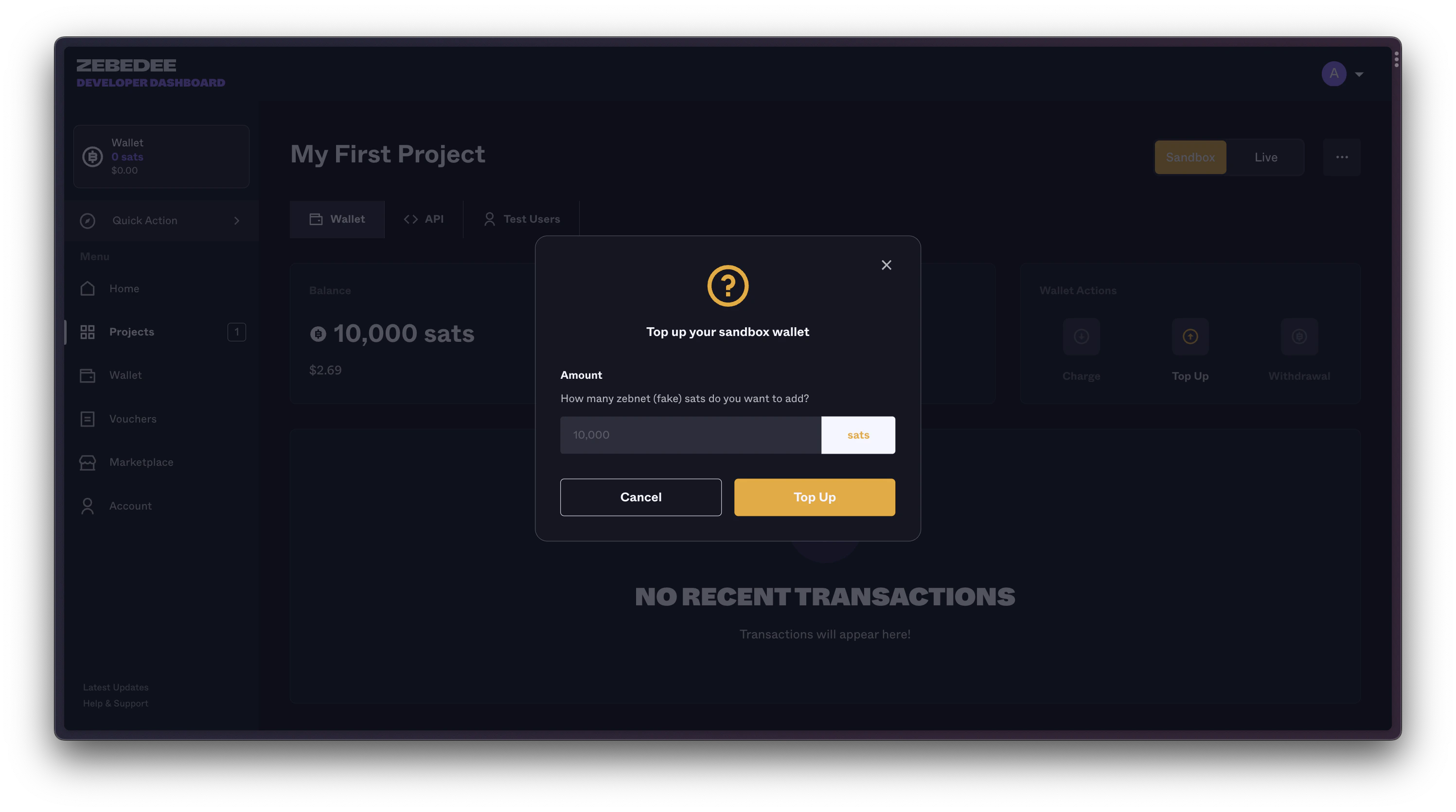 Topup Sandbox Wallet