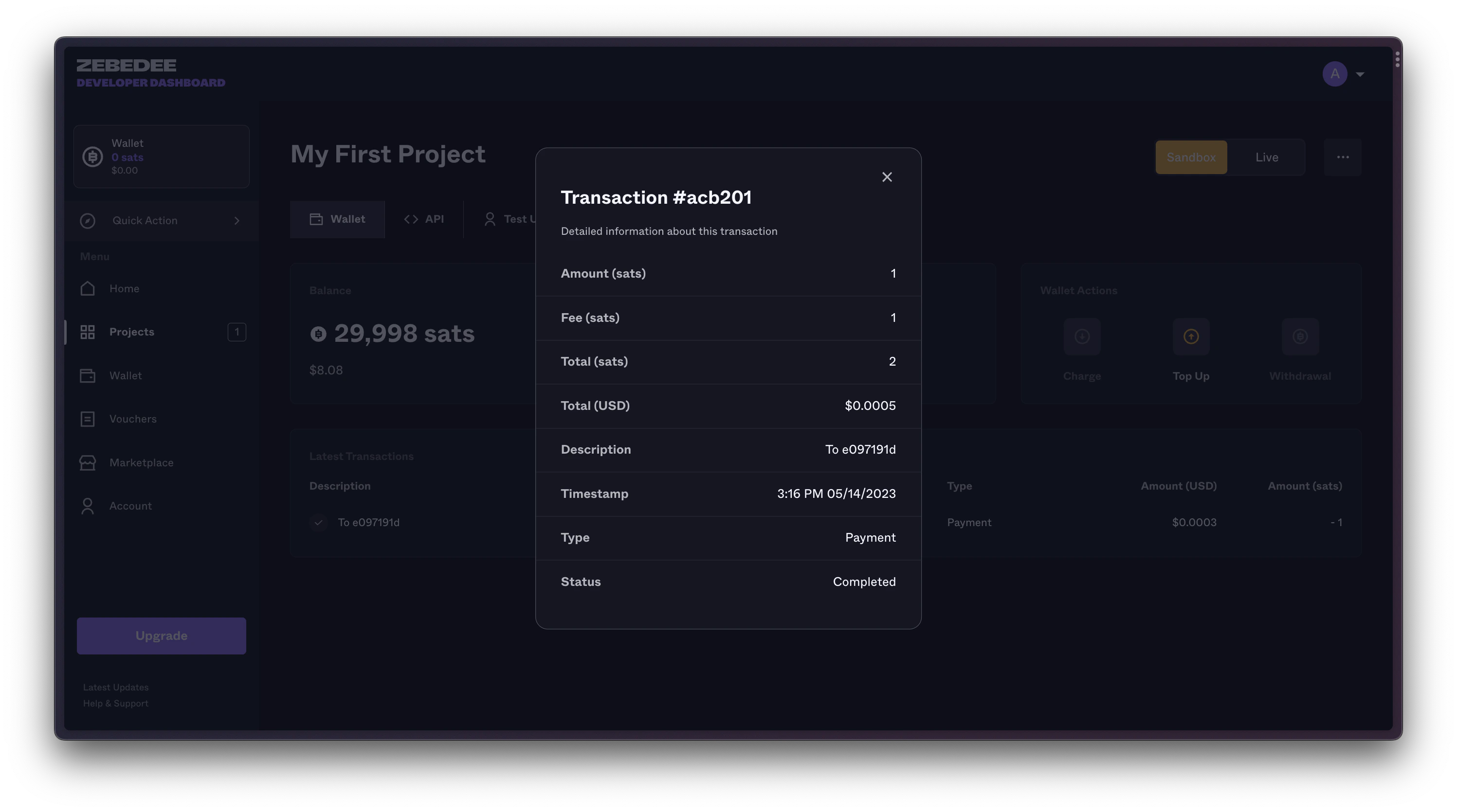Sandbox Transaction Details