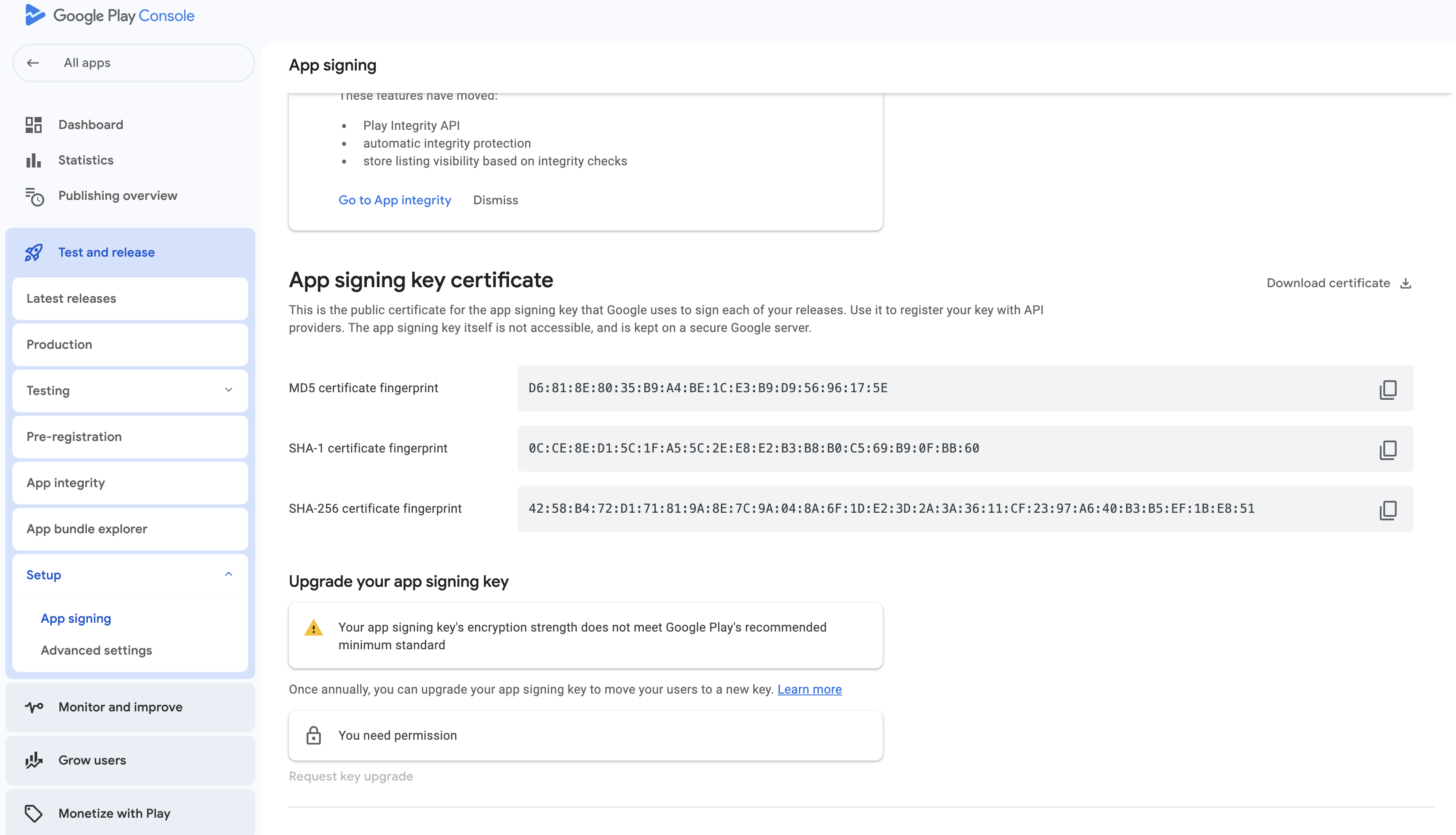 Google play attestation setup