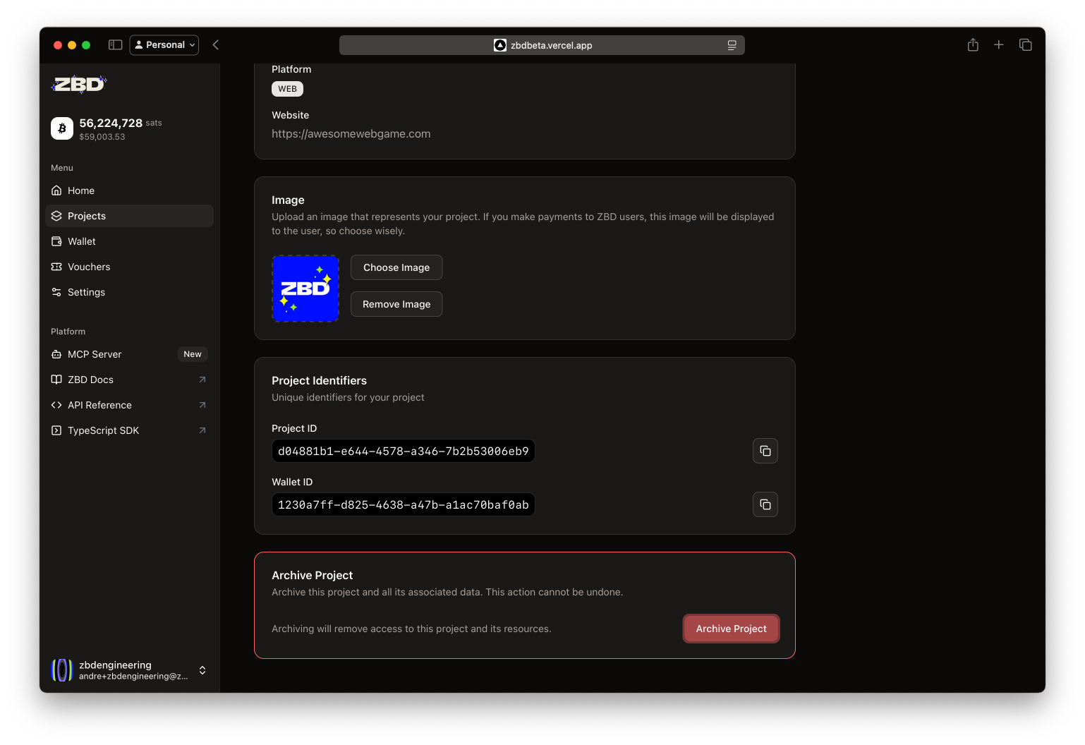 Archive Project Menu