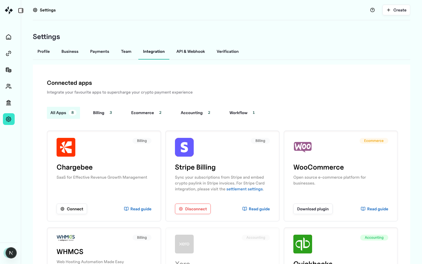 ZBX integrations settings
