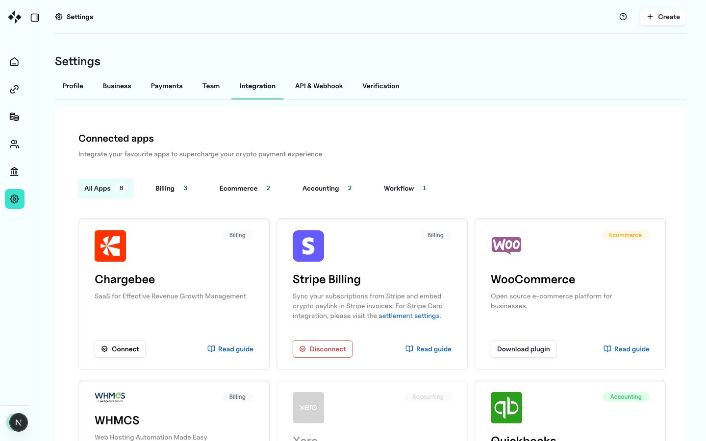 ZBX integrations settings