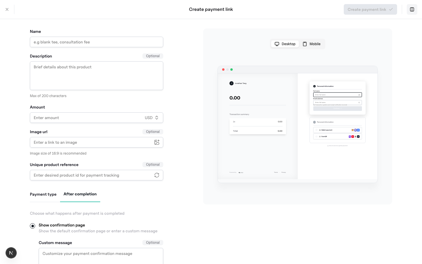 ZBX checkout success settings
