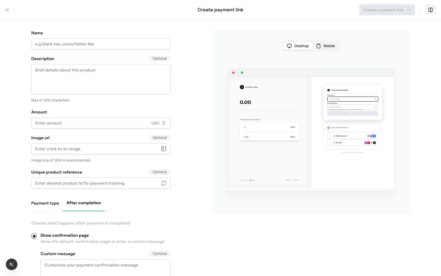 ZBX checkout success settings