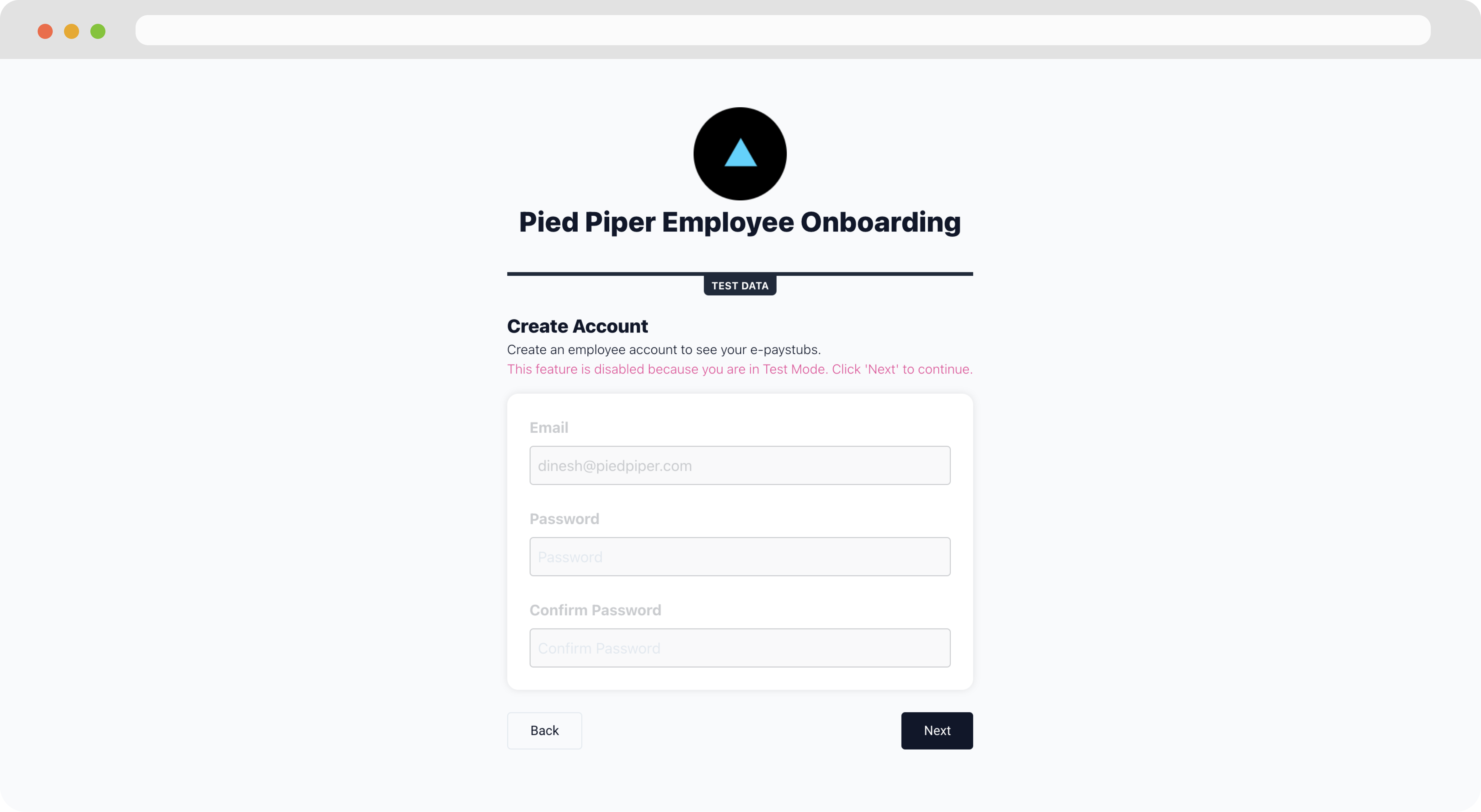 Employee Onboarding Create Account