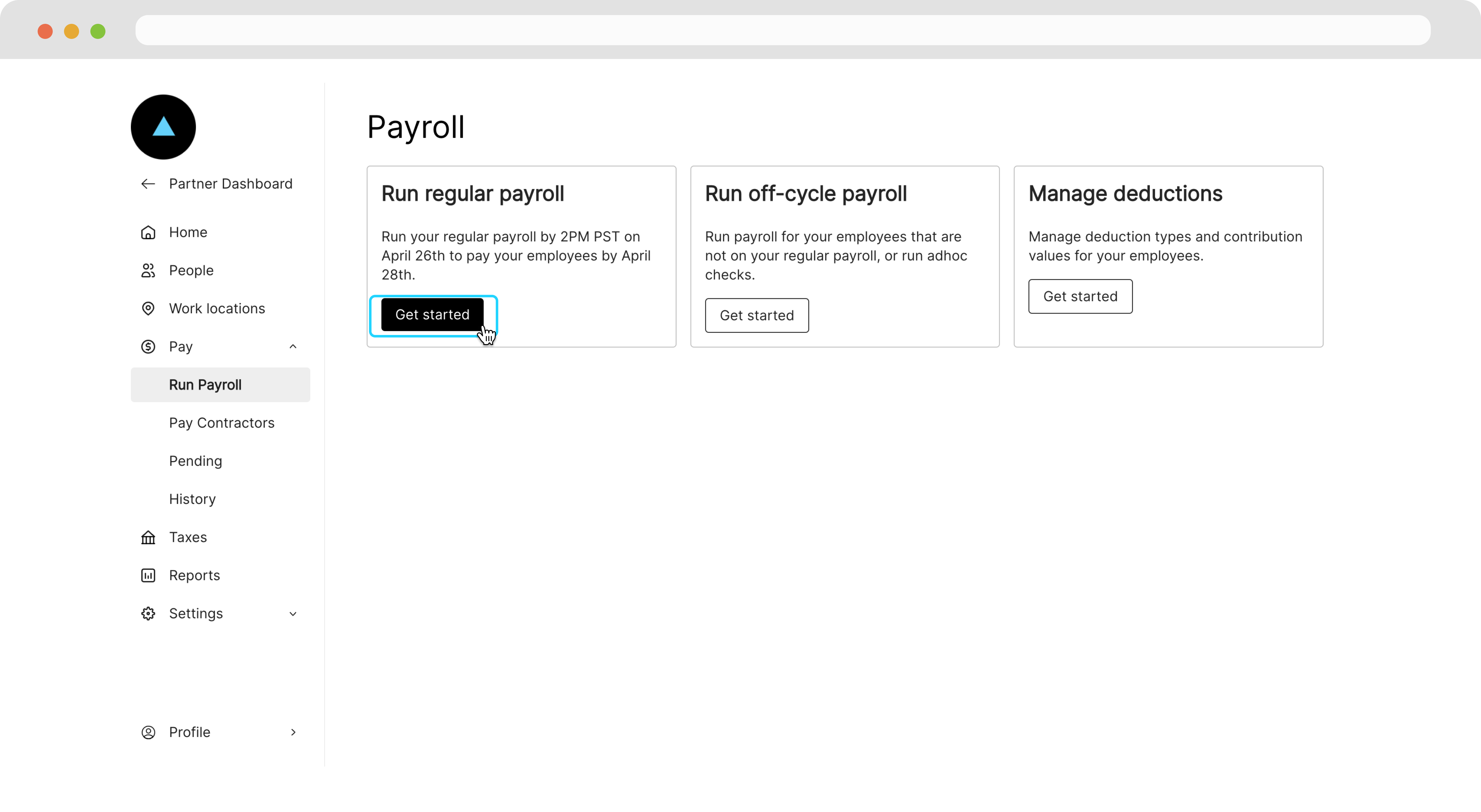 Get started on a regular payroll run