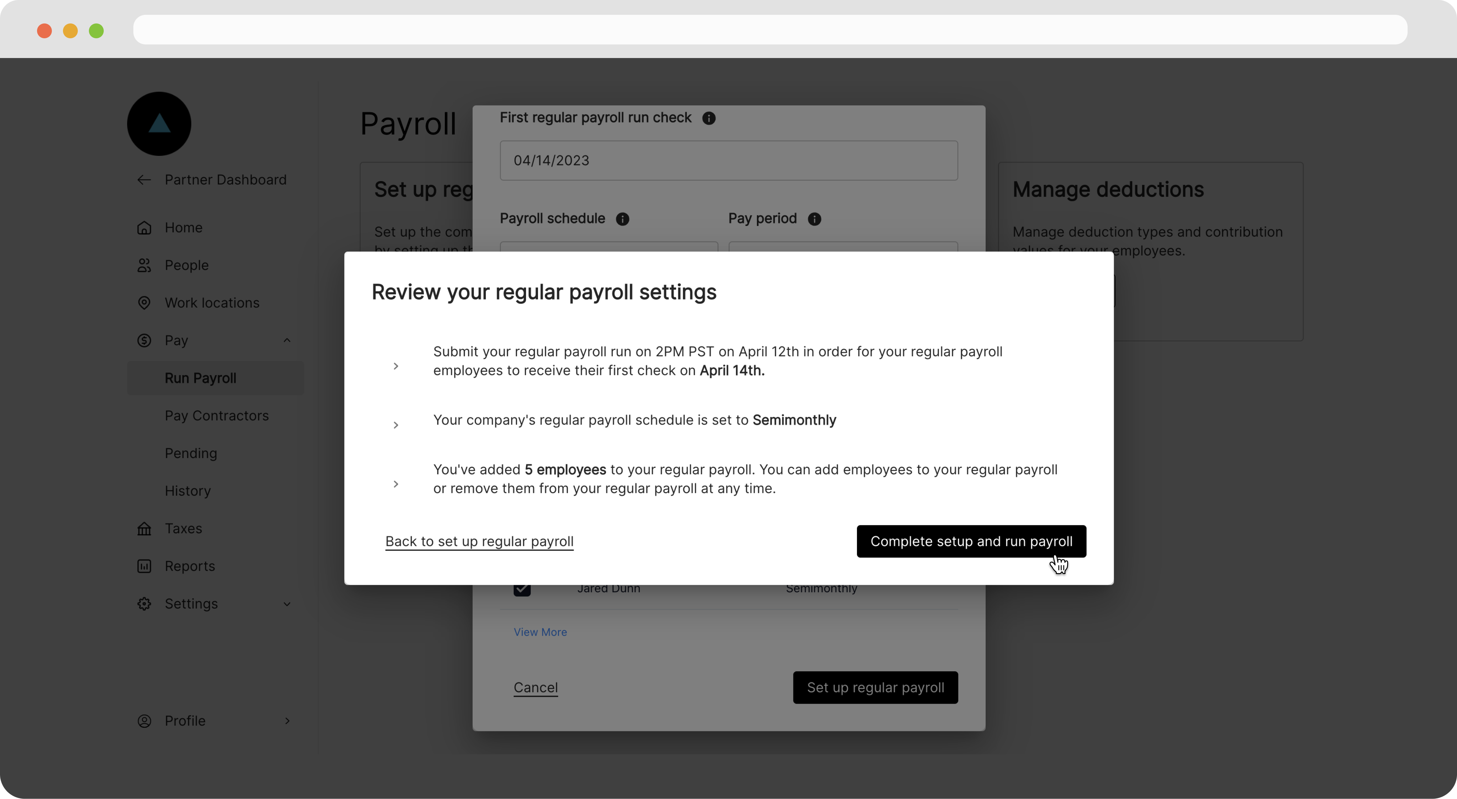 Complete setup and run payroll